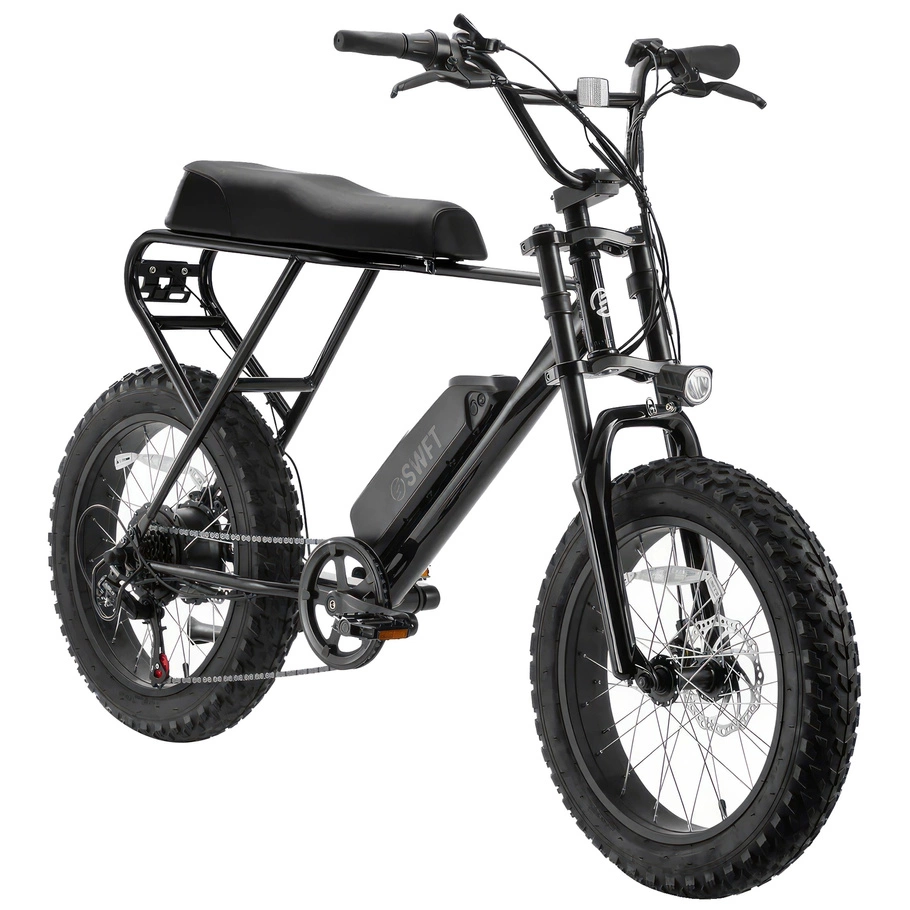 SWFT Zip Electric Bike | Prestazioni personalizzate | Potenza 500W (1000W Peak) | Velocità 20mph | Batteria 10Ah | Autonomia 37mi | Design Fat Tire | Trasporto in stile Chopper